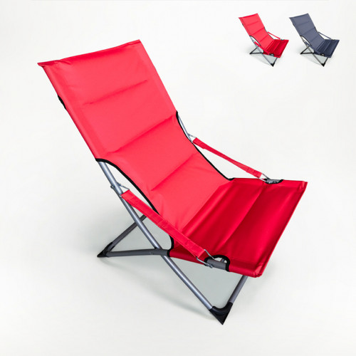 Beach And Garden Design - Transat chaise de plage pour jardin pliant mer plage Canapone, Couleur: Rouge - Transats, chaises longues