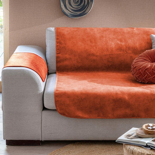 Becquet - Protège fauteuil orange poterie - Plaid Design