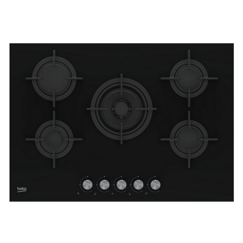 Table de cuisson Beko Table verre gaz 75cm 5 feux noir - hilw75222s - BEKO