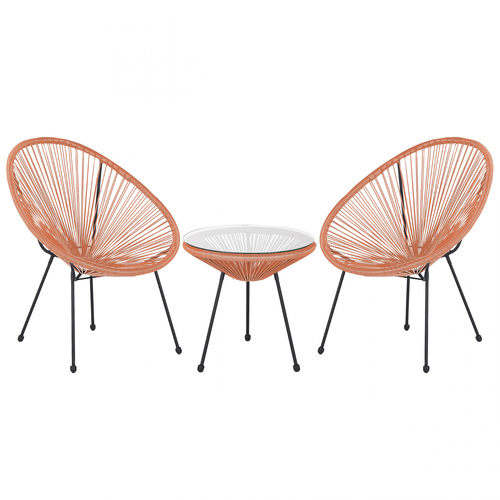 Beliani - 2 fauteuils spaghetti en rotin orange et table pour intérieur et extérieur ACAPULCO II Beliani  - Mobilier de jardin