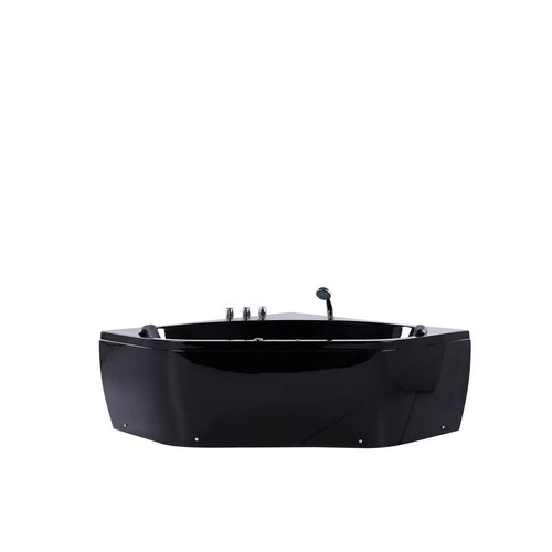 Beliani - Baignoire angle balnéo 140 cm en acrylique noir avec LED MEVES - noir - Balnéothérapie Plomberie Salle de bain