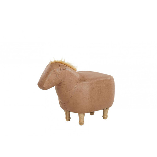 Beliani - Tabouret enfant en cuir PU beige HORSE Beliani  - Pouf enfant Poufs
