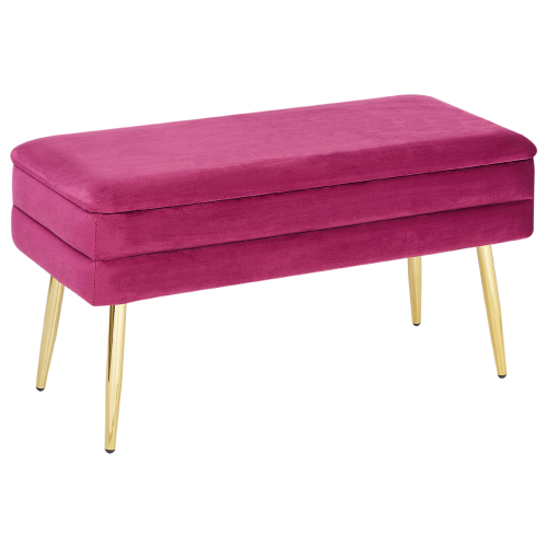 Beliani - Bout de lit en velours rose fuchsia avec coffre DURHAM - Banc de lit