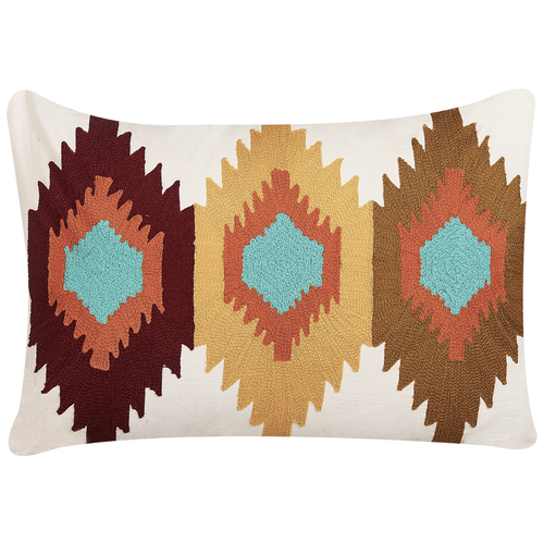Beliani - Coussin en coton à motif géométrique multicolore brodé 40 x 60 cm DANAPUR Beliani  - Coussin geometrique