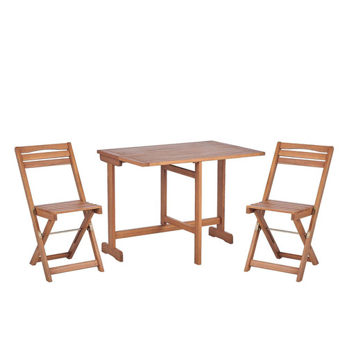 Beliani - Ensemble de terrasse bistrot table et 2 chaises en bois d'acacia LENOLA Beliani  - Table chaise bistrot
