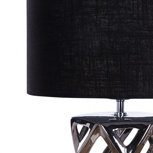 Beliani Lampe de table en céramique argentée et noire SELJA