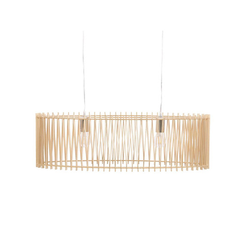 Beliani - Lampe suspension design effet bois clair CHARI Beliani  - Table salle manger ovale
