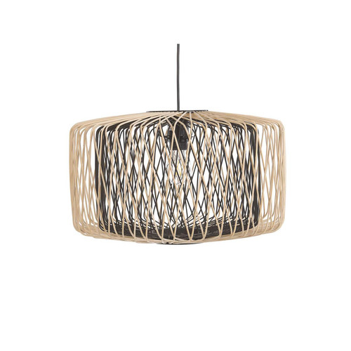 Beliani - Lampe suspension en bambou clair et métal noir JAVARI Beliani  - Luminaires