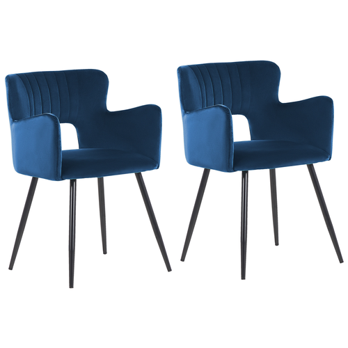 Beliani - Lot de 2 chaises de salle à manger en velours bleu marine SANILAC Beliani  - Beliani