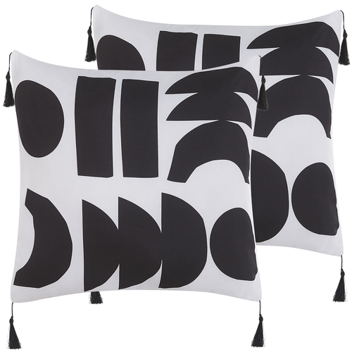 Beliani - Lot de 2 coussins avec motifs géométriques 45 x 45 cm noir et blanc LIRIOPE Beliani  - Coussin noir et blanc
