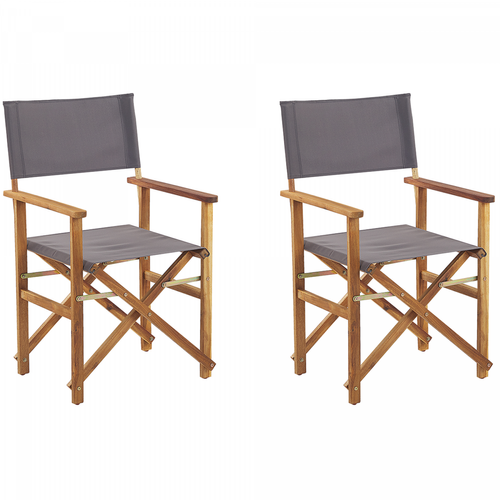 Beliani - Lot de 2 chaises de jardin bois clair et gris CINE Beliani  - Chaises de jardin