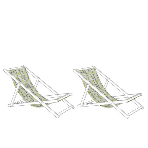 Transats, chaises longues Beliani Lot de 2 toiles pour transat ANZIO / AVELLINO motif zigzag jaune / gris - terre cuite