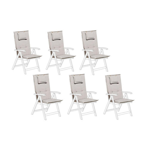 Beliani - Lot de 6 coussins en tissu gris et beige pour chaises de jardin TOSCANA/JAVA Beliani  - Coussins, galettes de jardin Beliani