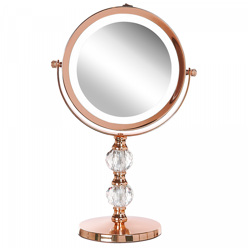 Beliani - Miroir de maquillage avec éclairage LED ø 18 cm rose doré CLAIRA Beliani  - Marchand Beliani