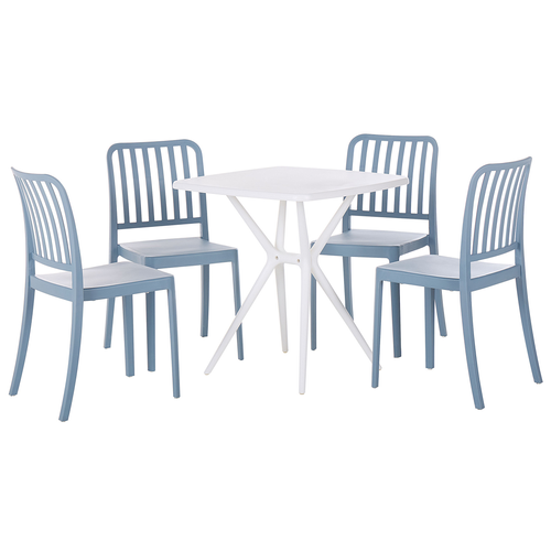 Beliani - Set de bistrot avec table et 4 chaises bleu et blanc SERSALE Beliani  - Mobilier de jardin