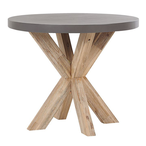 Beliani Set de jardin avec 4 chaises et table ronde en fibre-ciment gris et beige OLBIA