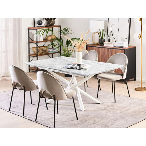 Tables d'appoint Table à manger extensible effet marbre / blanc 160/200 x 90 cm MOIRA