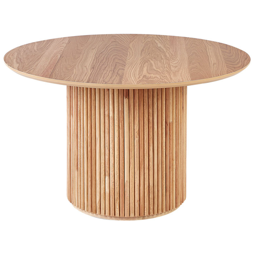 Tables à manger Beliani Table à manger ronde d 120 cm bois clair VISTALLA