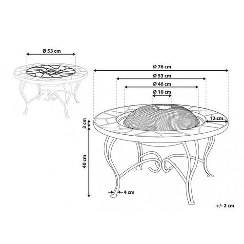 Beliani Table basse braséro avec plateau céramique EREBUS