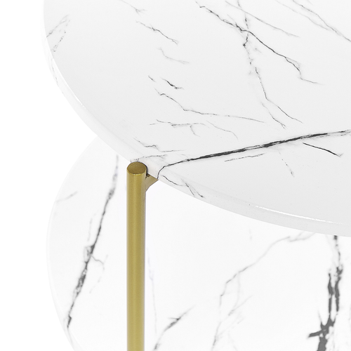 Beliani Table basse ronde effet marbre blanc et doré REVA