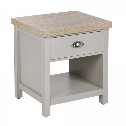 Beliani - Table de chevet avec tiroir gris et bois clair CLIO Beliani  - Chevet Argent