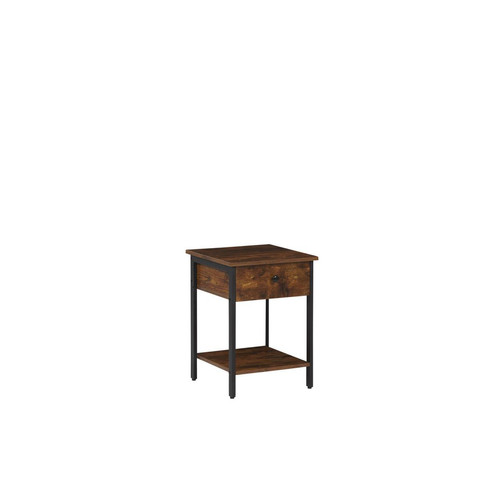 Beliani - Table de chevet effet bois foncé et noire avec tiroir VESTER Beliani  - Chevet Bois vieilli