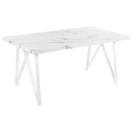Beliani - Table de salle à manger blanche effet marbre GRIEGER Beliani  - Tables à manger