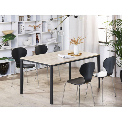 Beliani Table de salle à manger effet bois clair / noir 150 x 90 cm HOCKLEY