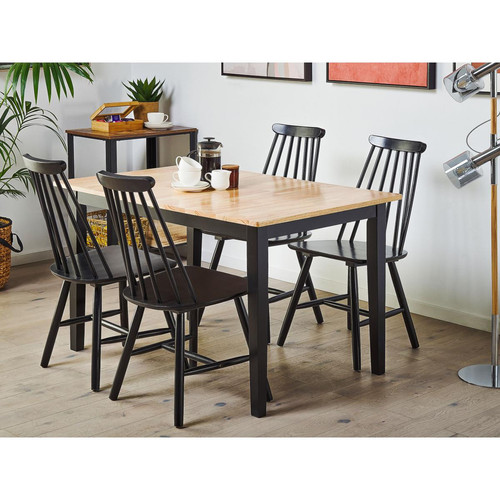 Tables à manger Table de salle à manger extensible en bois clair et noir 120/150 x 80 cm HOUSTON