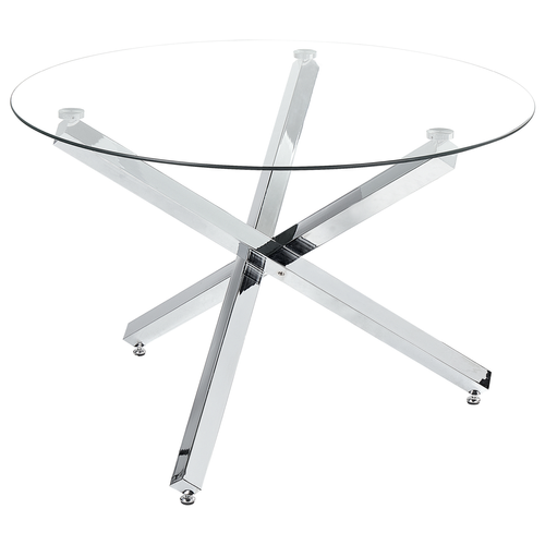Beliani - Table de salle à manger ronde en verre et métal ⌀ 110 cm argenté BUTLER - Tables d'appoint