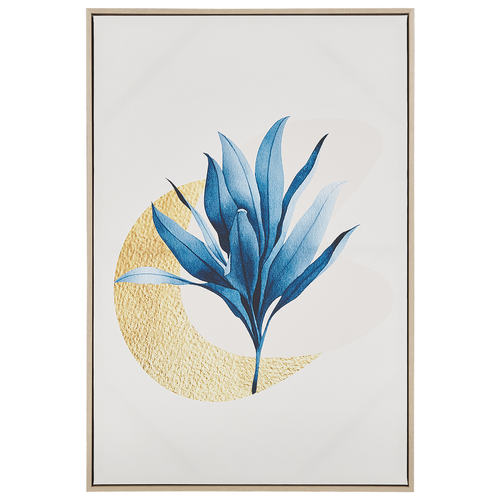Beliani - Tableau décoratif avec motif de fleur 63 x 93 cm beige et bleu CORVARO Beliani  - Marchand Beliani