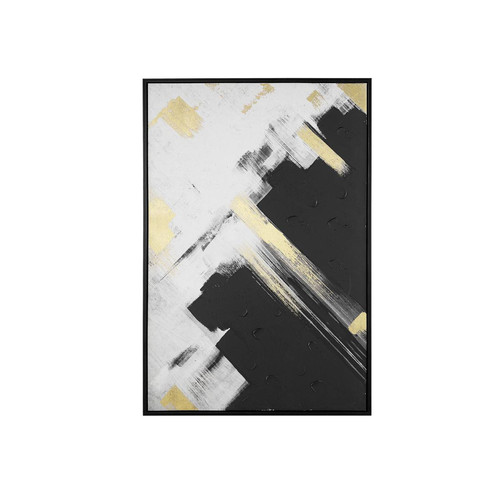 Beliani - Toile imprimée art abstrait noir et blanc 63 x 93 cm SORA Beliani  - Poster noir blanc