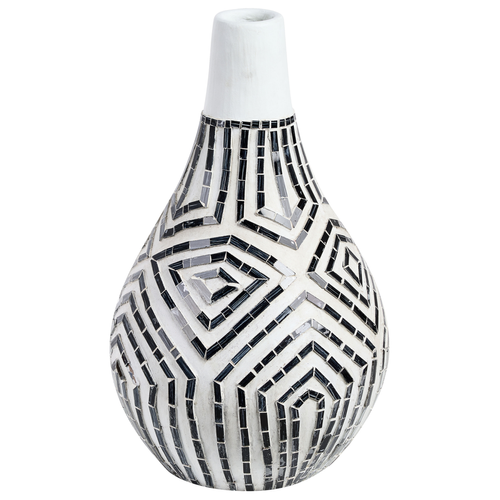 Beliani - Terre cuite Vase décoratif 50 Blanc Noir OMBILIN Beliani  - Vases Blanc