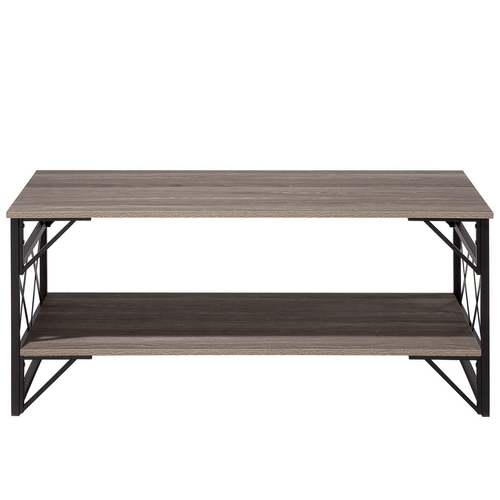 Beliani - Table basse bois foncé et taupe - BOLTON Beliani  - Etagere 40 cm largeur