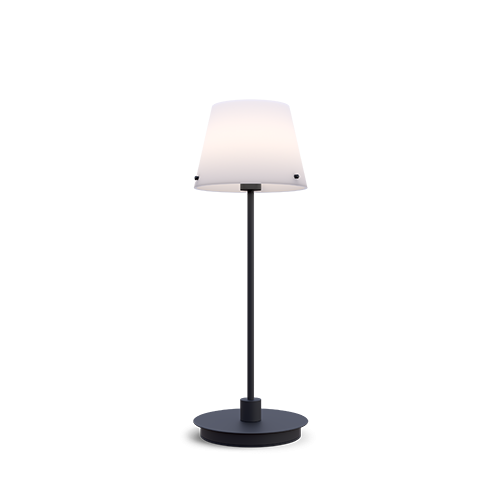 BELID - Lampe de table avec abat-jour conique rond noir, verre opale, interrupteur sur cordon 1x G9 BELID  - Luminaires