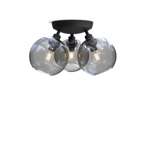 BELID - Plafonnier Globe Structure Noire, Verre Fumé 3x E14 BELID  - Luminaires