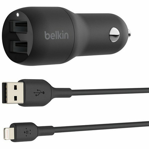 Belkin - Chargeur allume cigare CCD001bt1MBK Charg voit 2port USB/Cabl ligh - Batterie téléphone Belkin