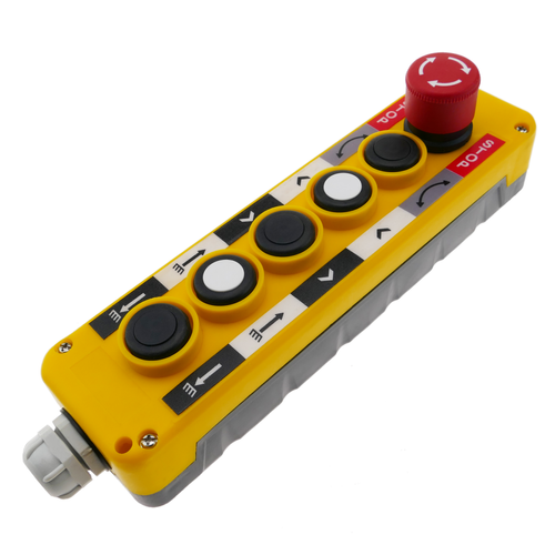 Bematik - Boîte de commande avec 2+2+1 boutons poussoirs momentanés et arrêt d'urgence par série LAY5 Bematik  - Interrupteurs et prises étanches
