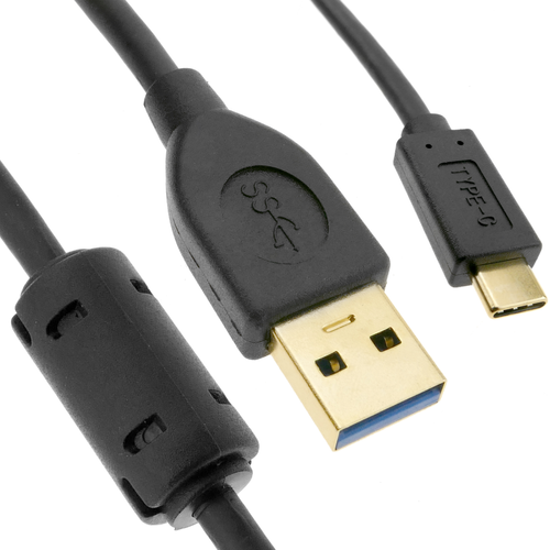 Bematik - Câble USB-C 3.1 mâle vers USB-A 3.1 mâle de 20 cm avec ferrites et connecteurs dorés Bematik  - Cable usb male male