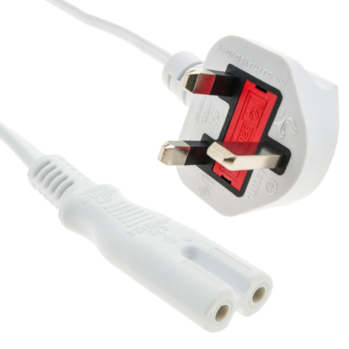 Bematik - Fil électrique norme britannique BS 1363-1-IEC-60320-C7 1,8 m blanc - Fils et câbles électriques