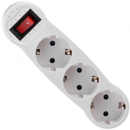 Fils et câbles électriques Multiplicateur adaptateur triple prise schuko blanc avec interrupteur