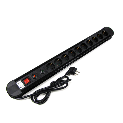 Bematik - Multiprise 10 prises avec interrupteur et parafoudre noir (1.5m câble) Bematik  - Cable 10mm2