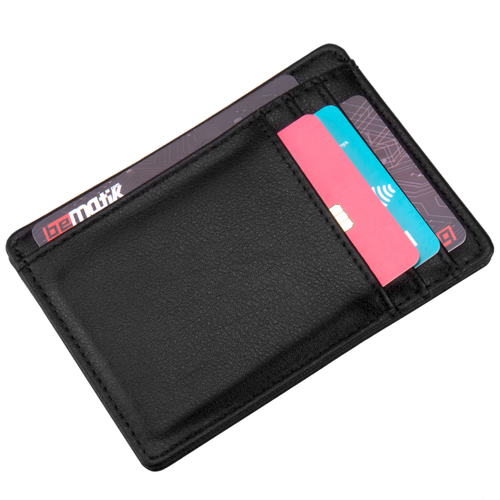 Bematik Portefeuille en cuir noir anti-RFID/NFC