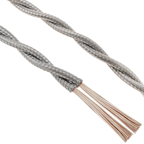 Bematik - Tressée décoratif câble 25m électrique 2x0.75mm gris argent Bematik  - Fils et câbles électriques