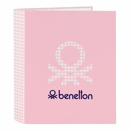 Benetton - Reliure à anneaux Benetton Vichy Rose A4 (27 x 33 x 6 cm) Benetton  - Accessoires Bureau
