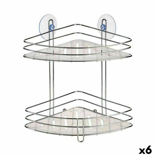 Berilo - Étagère d'Angle De douche Transparent Chrome Plastique 26,9 x 26,5 x 19,8 cm (6 Unités) Berilo - Étagère skate Etagères