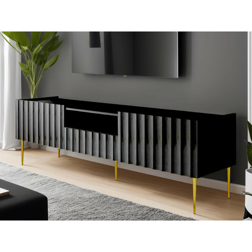 Best Mobilier - Ambre - meuble TV - 160 cm - style contemporain - Meuble rangement 20 cm profondeur