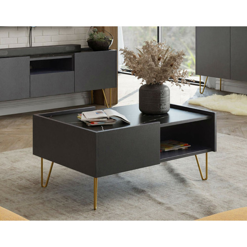 Bestmobilier - Cali - table basse - effet marbre - 97 cm Bestmobilier  - Table basse marbre noir