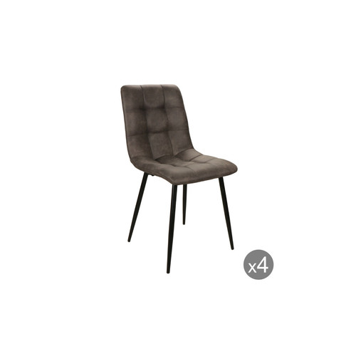 Best Mobilier - Jacob - lot de quatre chaises - en tissu microfibre - style industriel - Chaises Industriel