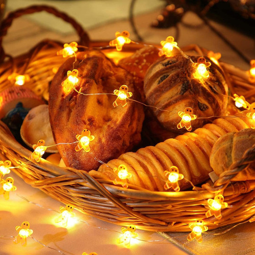 Guirlandes lumineuses BESTA 40 LED Guirlandes lumineuses de Noël Bonhomme en pain d'épice Guirlandes lumineuses Éclairage de Noël pour la décoration de Noël Fête de Noël Noël Noël Décoration lumineuse de Noël 10 pieds Intérieur Extérieur